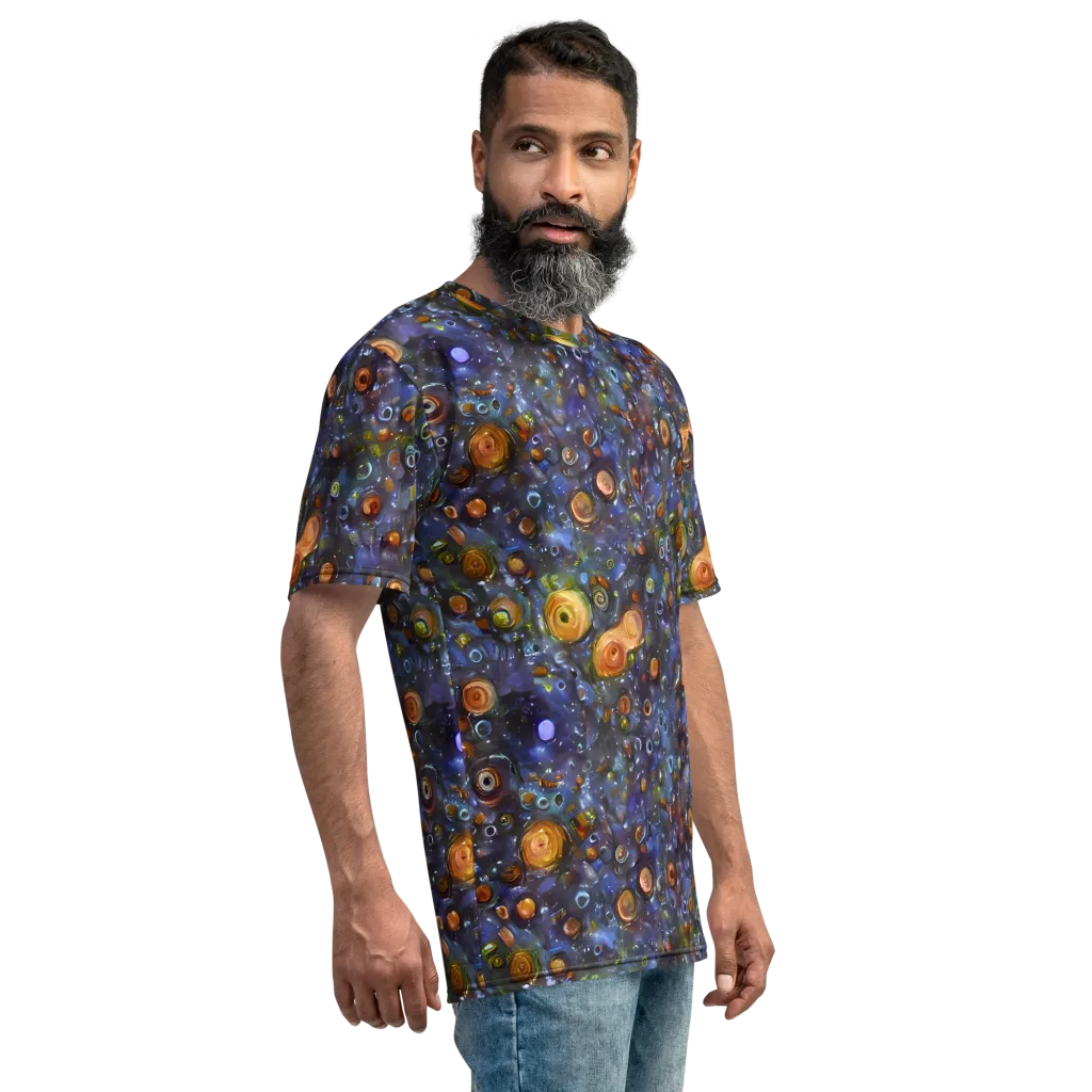 Blue Nebula on Men's Crew Neck T-Shirt — Right