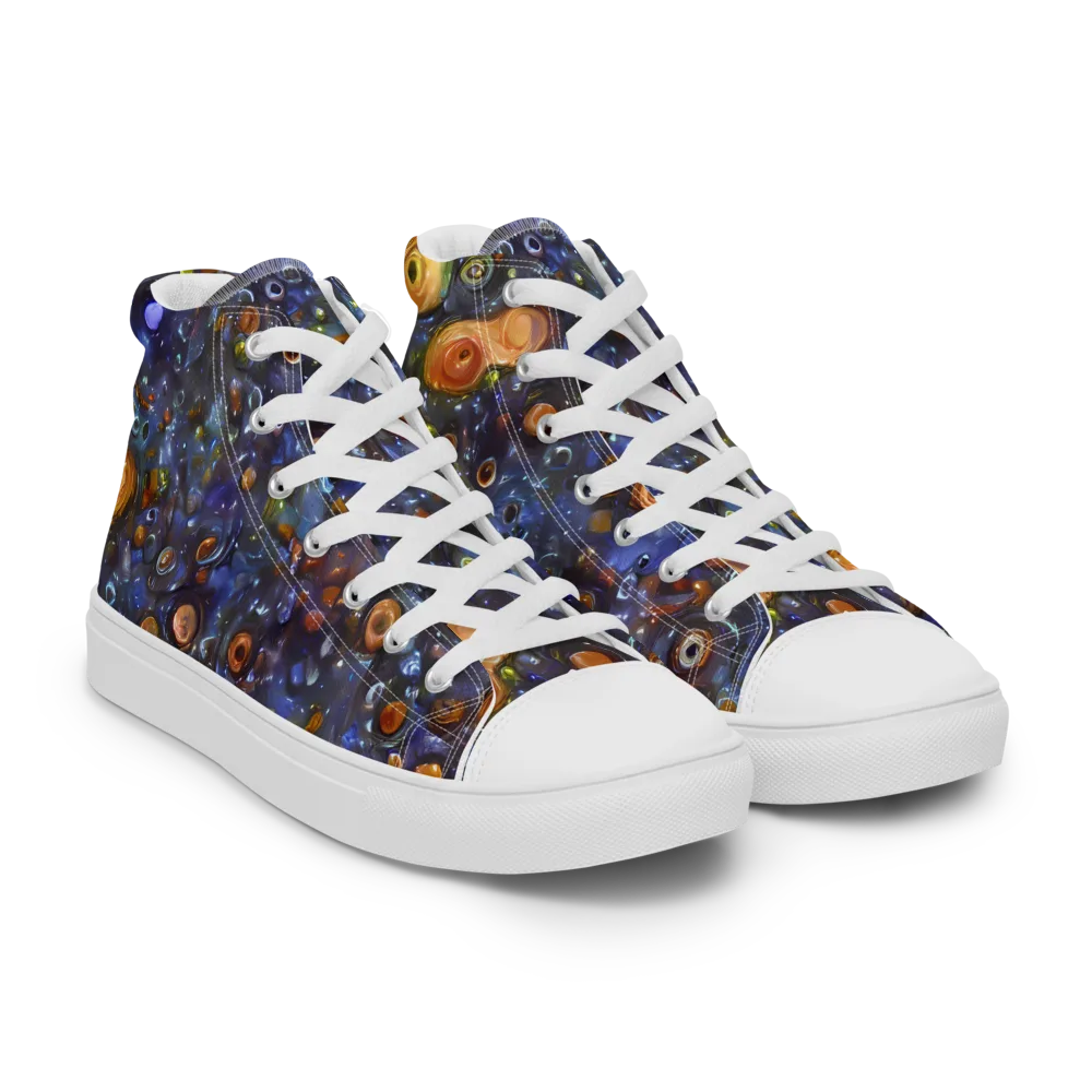 Blue Nebula on Men's High Top Canvas Shoes — Right Front
