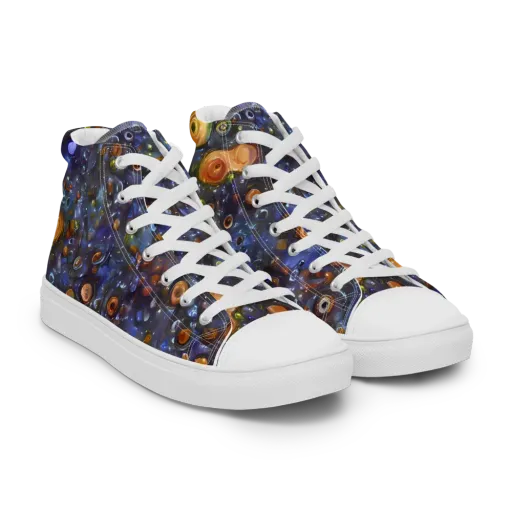 Blue Nebula on a Men's High Top Canvas Shoes