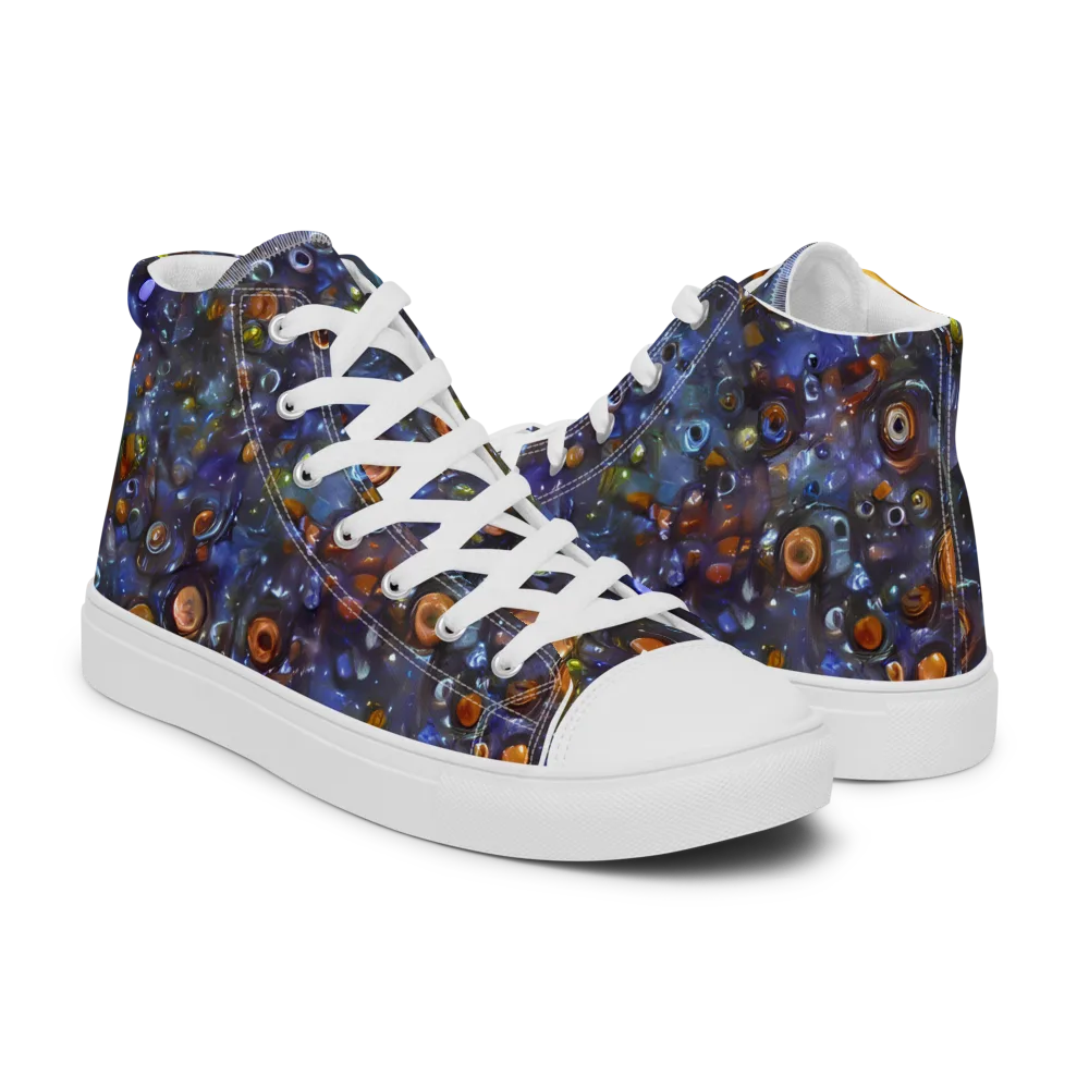 Blue Nebula on Men's High Top Canvas Shoes — Right