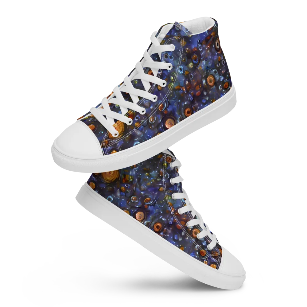 Blue Nebula on Men's High Top Canvas Shoes — Front