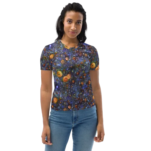Blue Nebula on a Women's Crew Neck T-Shirt