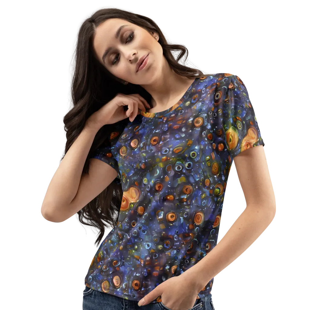 Blue Nebula on Women's Crew Neck T-Shirt — Left Front