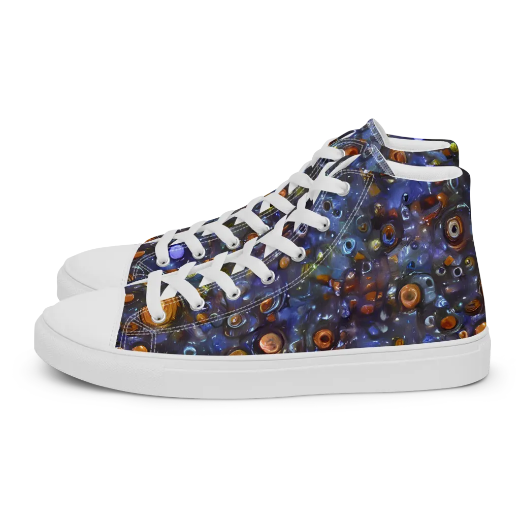 Blue Nebula on Women's High Top Canvas Shoes — Left