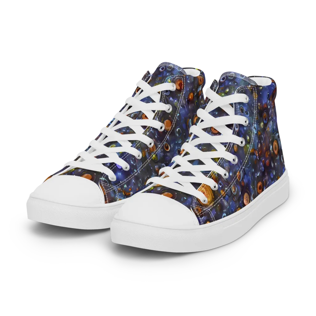 Blue Nebula on Women's High Top Canvas Shoes — Left Front