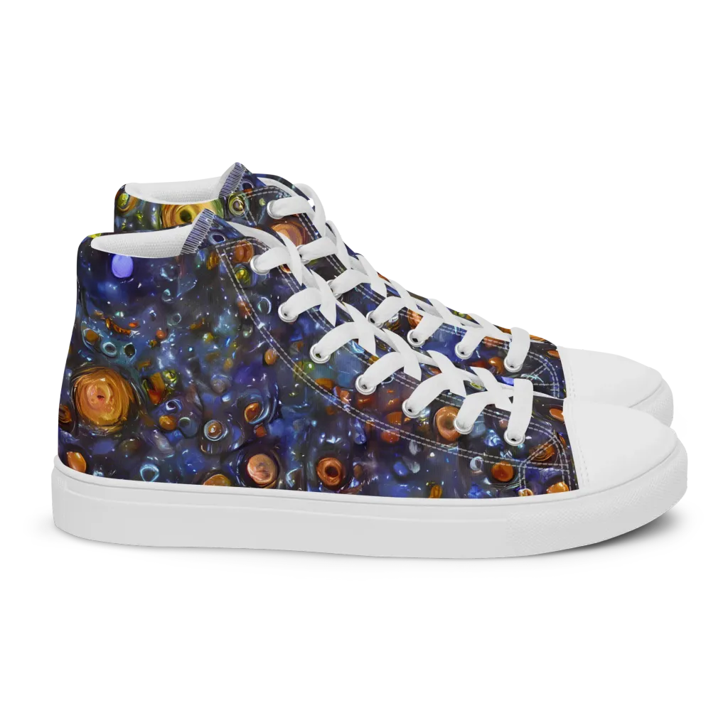 Blue Nebula on Women's High Top Canvas Shoes — Right