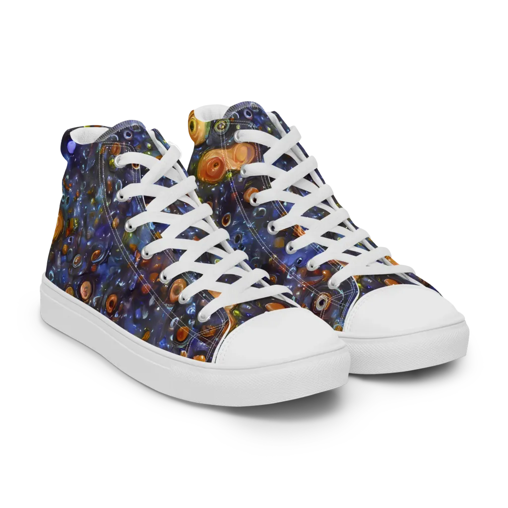 Blue Nebula on Women's High Top Canvas Shoes — Right Front