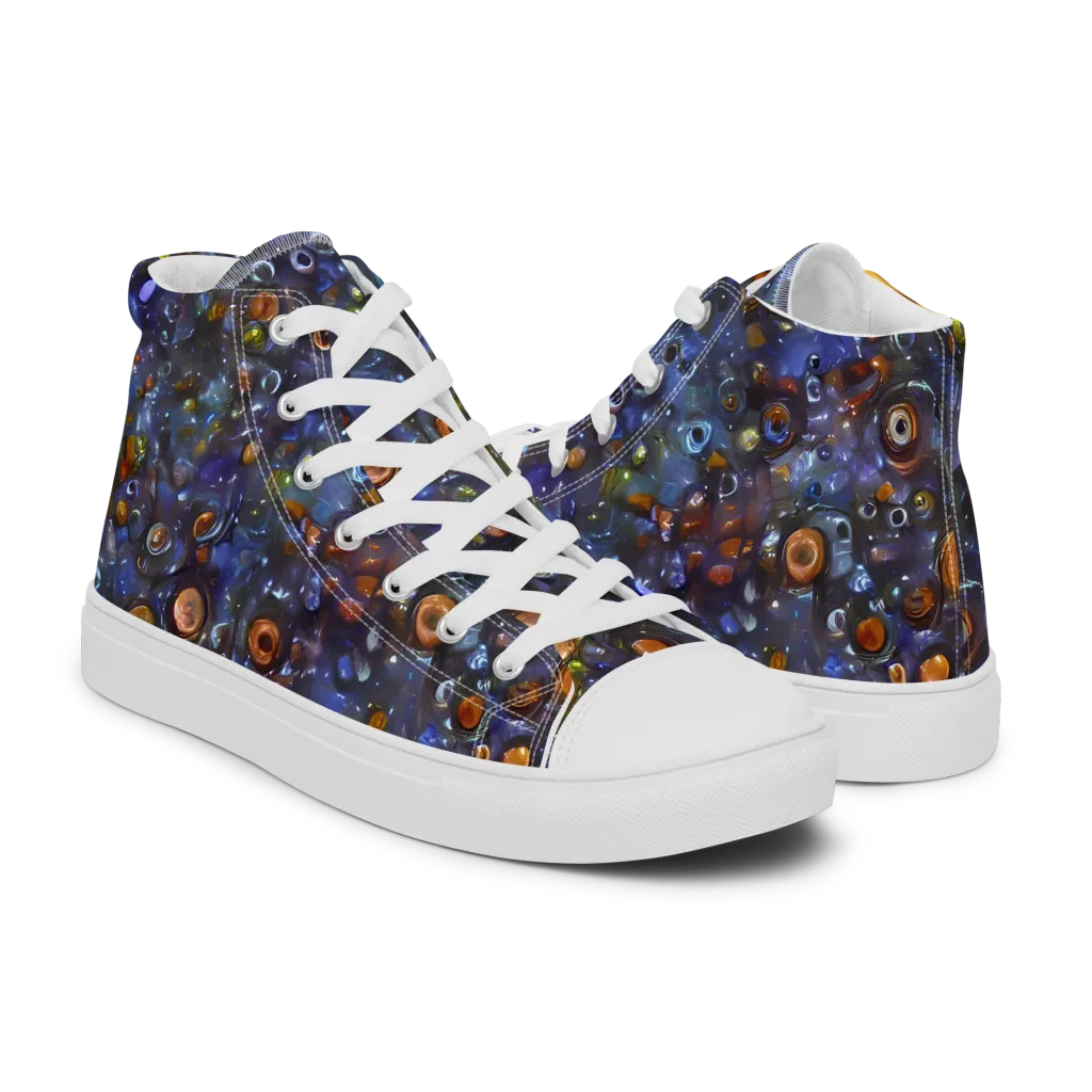 Blue Nebula on Women's High Top Canvas Shoes — Right