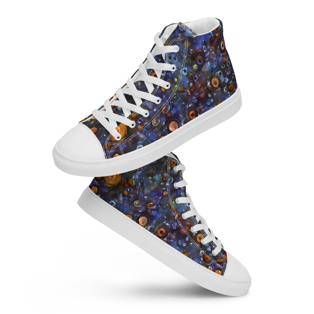 Blue Nebula on Women's High Top Canvas Shoes — Front