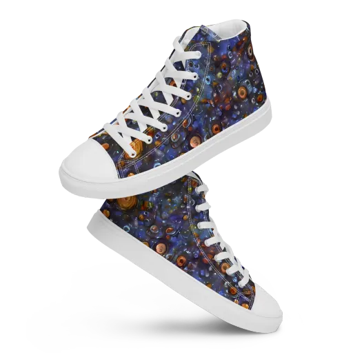 Blue Nebula on a Women's High Top Canvas Shoes