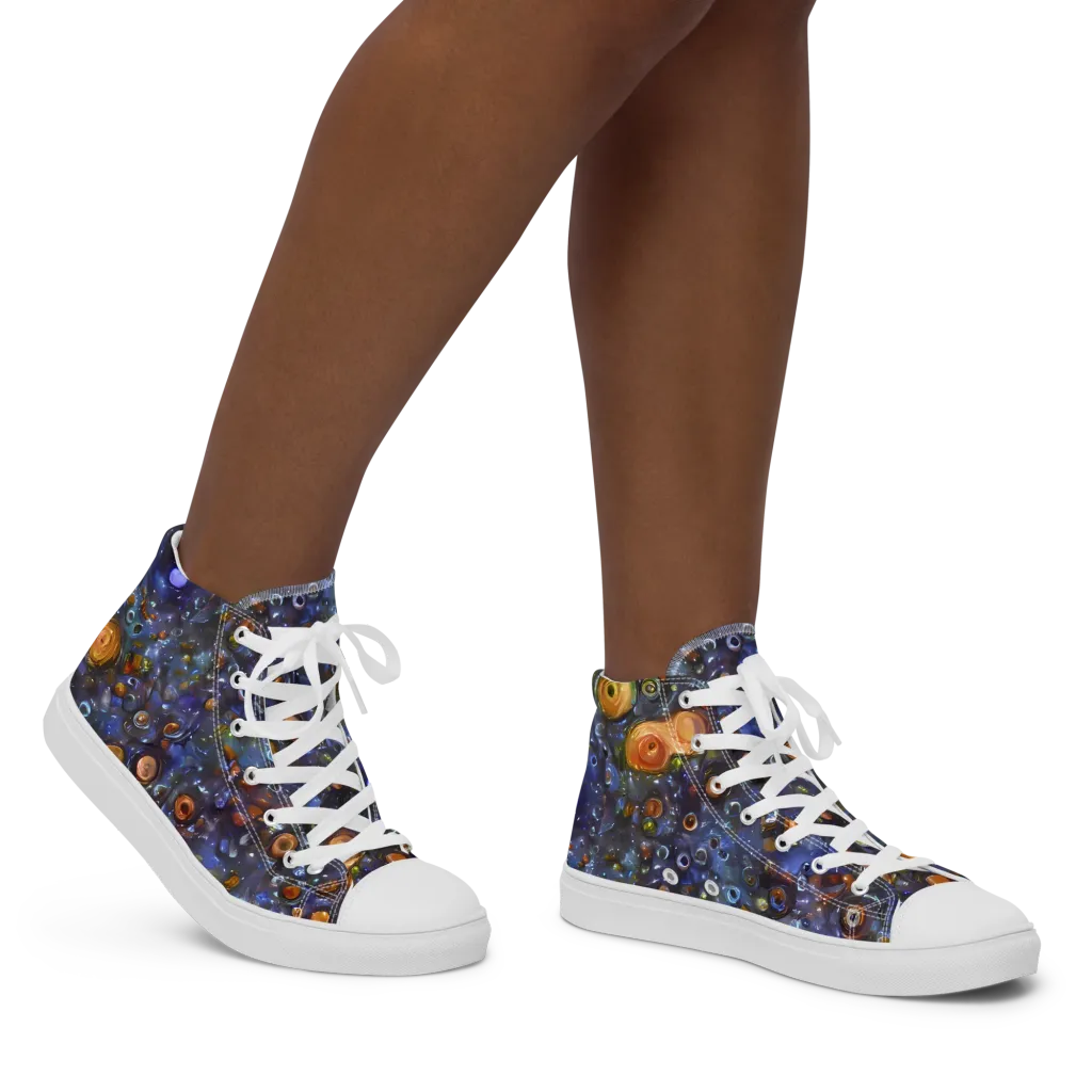 Blue Nebula on Women's High Top Canvas Shoes — Right