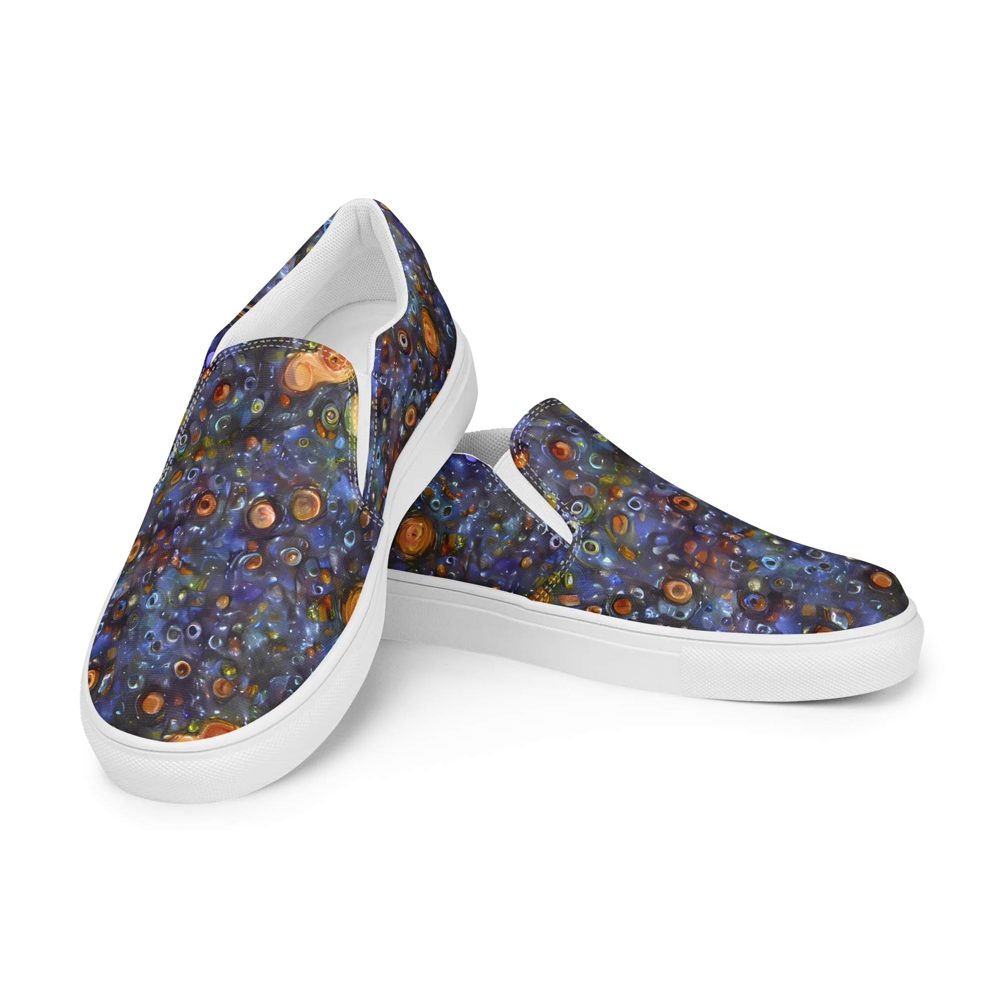 Blue Nebula on Women's Slip-On Canvas Shoes — Left Front
