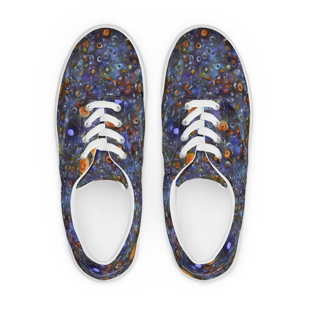 Blue Nebula on Men's Lace-Up Canvas Shoes — Front