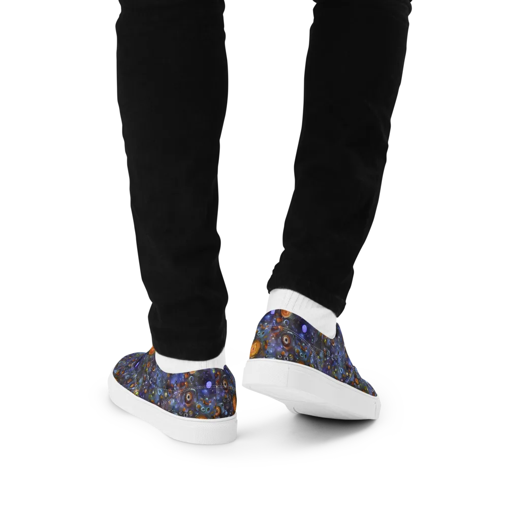 Blue Nebula on Men's Lace-Up Canvas Shoes — Back