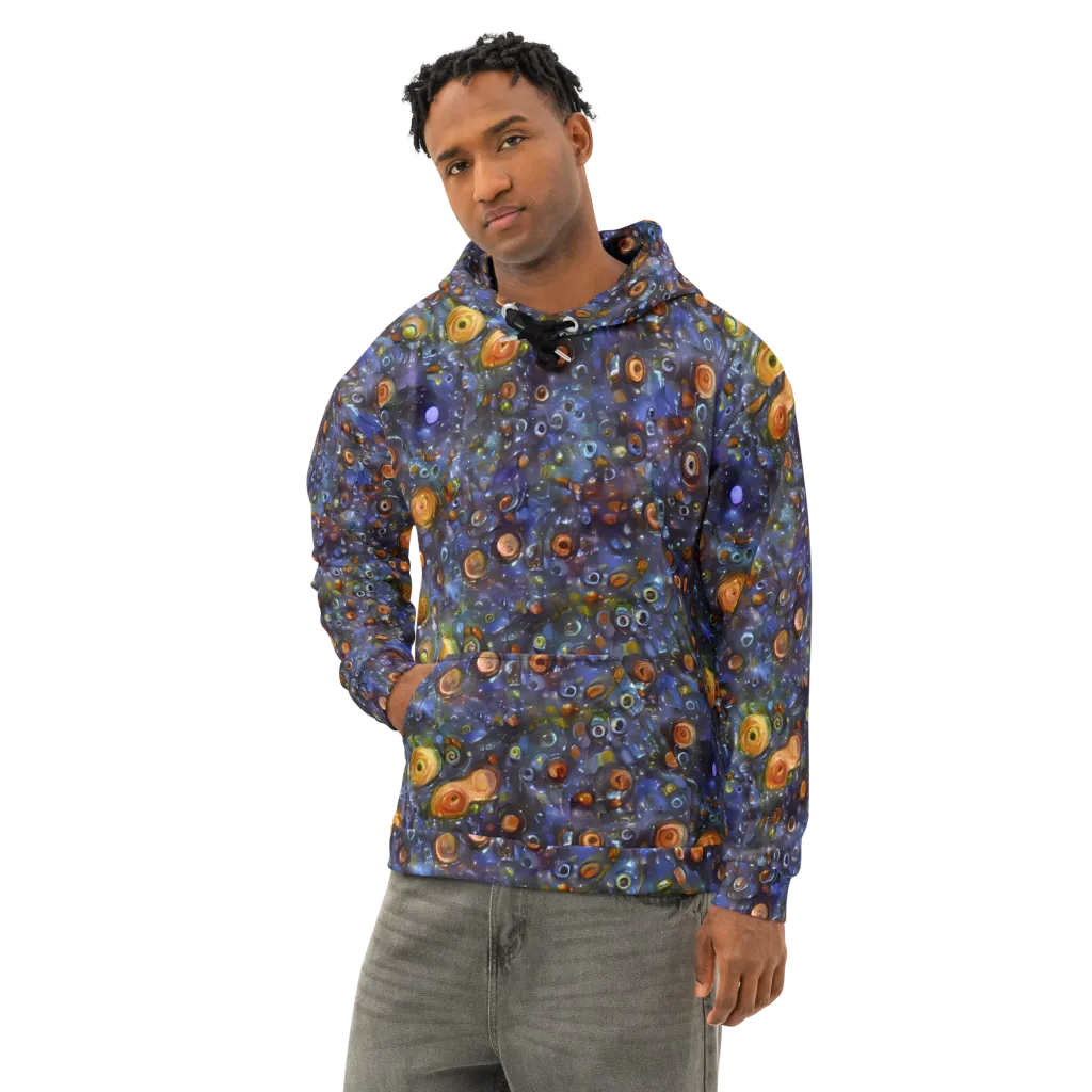 Blue Nebula on Cotton Hoodie — Left Front