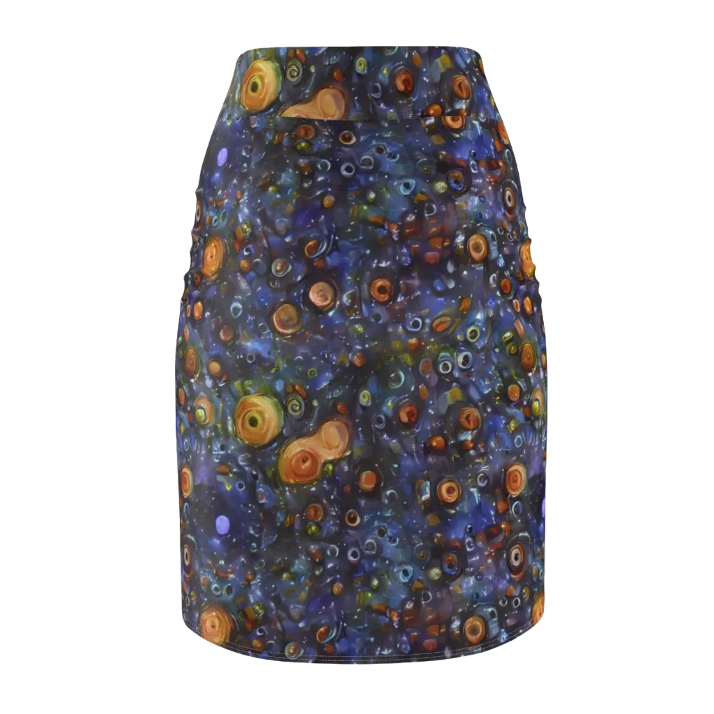 Blue Nebula on Pencil Skirt — Back