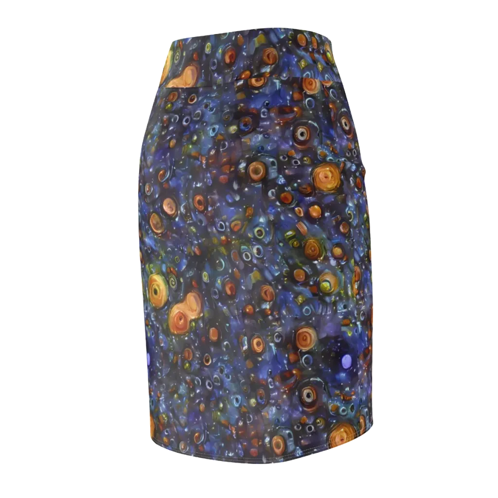 Blue Nebula on Pencil Skirt — Back Side