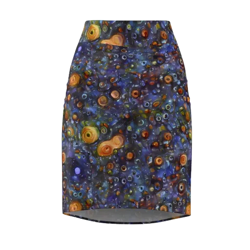 Blue Nebula on a Pencil Skirt