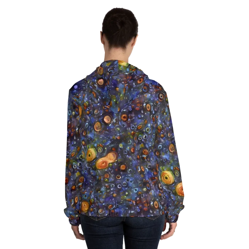 Blue Nebula on Women's Full-Zip Hoodie — Back On Person