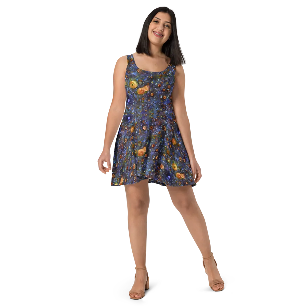 Blue Nebula on Skater Dress — Front