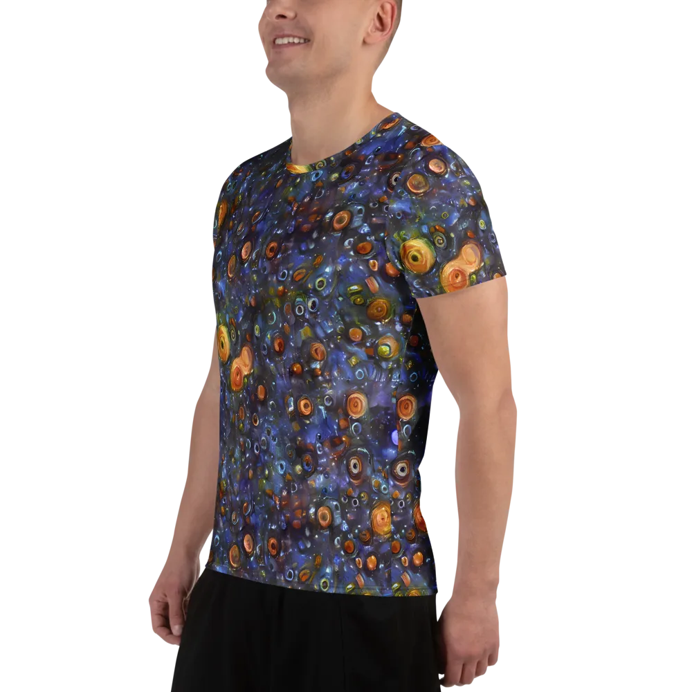 Blue Nebula on Men's Athletic T-Shirt — Left
