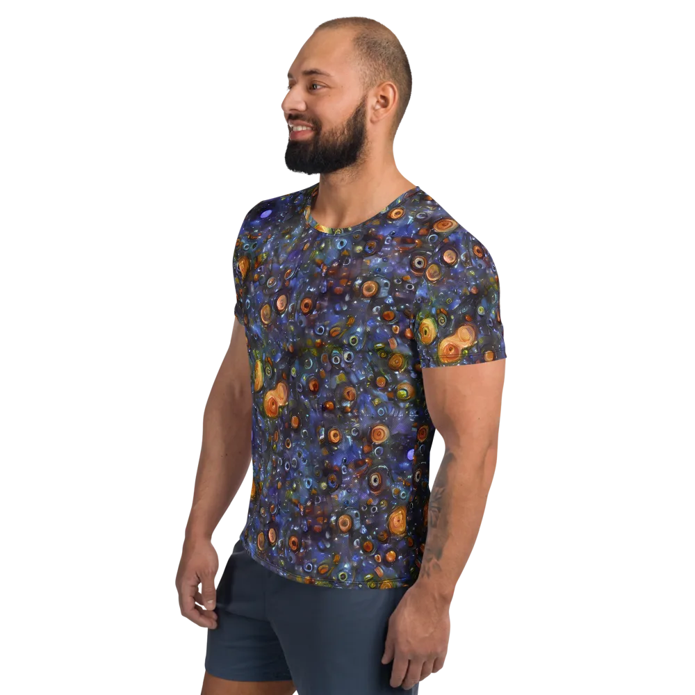 Blue Nebula on Men's Athletic T-Shirt — Left