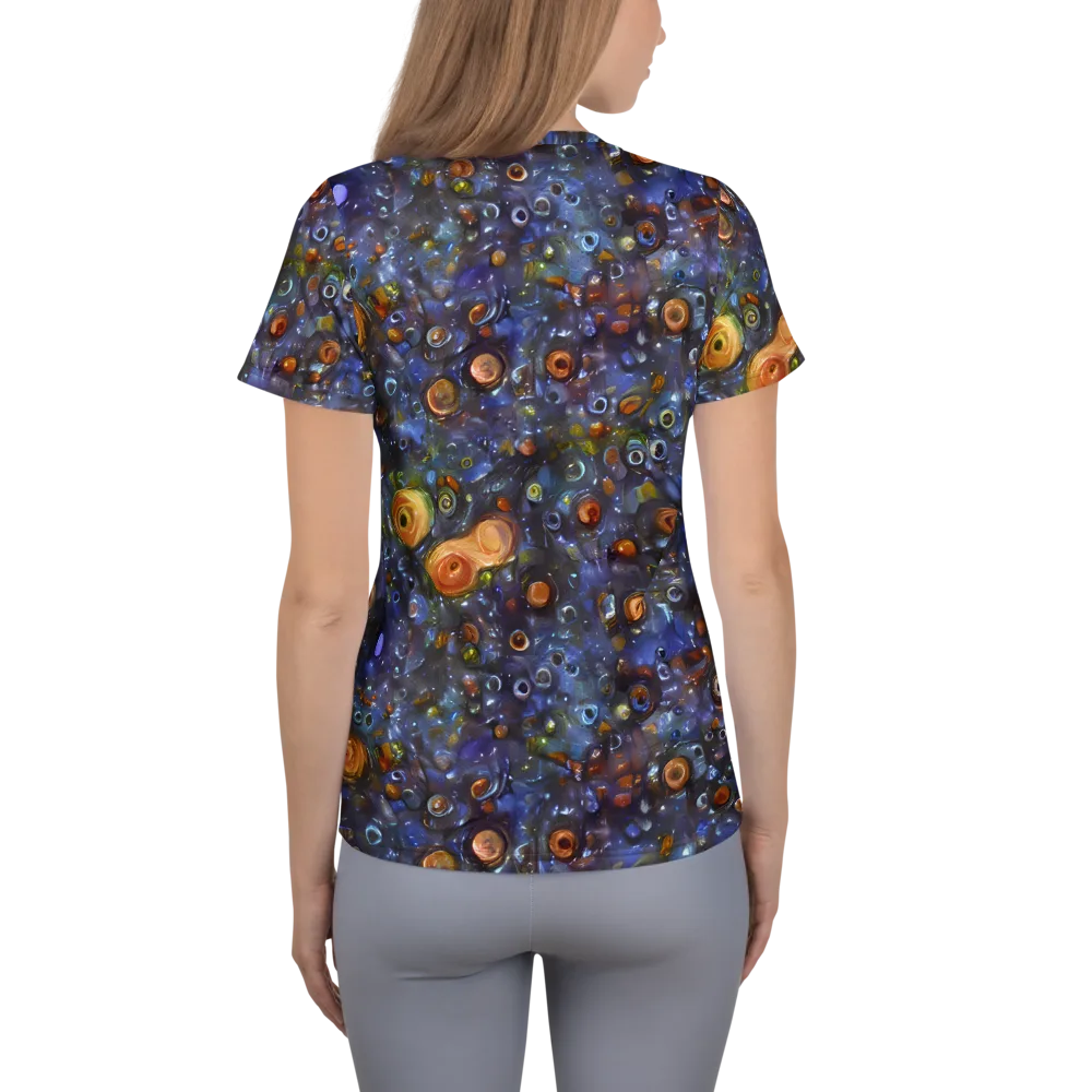 Blue Nebula on Women's Athletic T-Shirt — Back