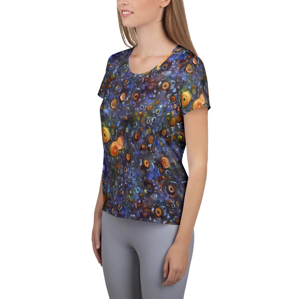 Blue Nebula on Women's Athletic T-Shirt — Left