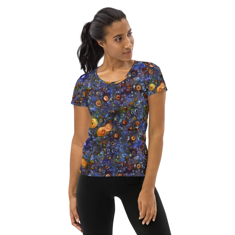 Blue Nebula on Women's Athletic T-Shirt — Front