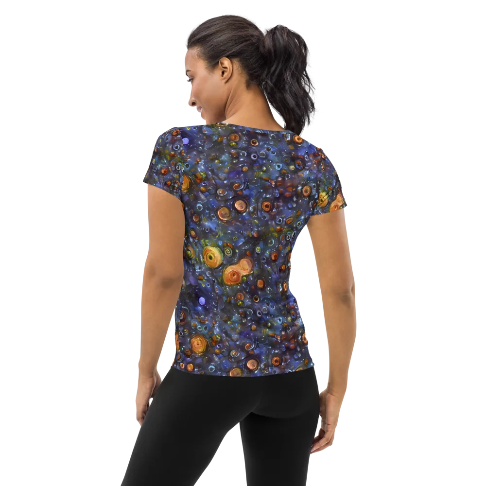 Blue Nebula on Women's Athletic T-Shirt — Back