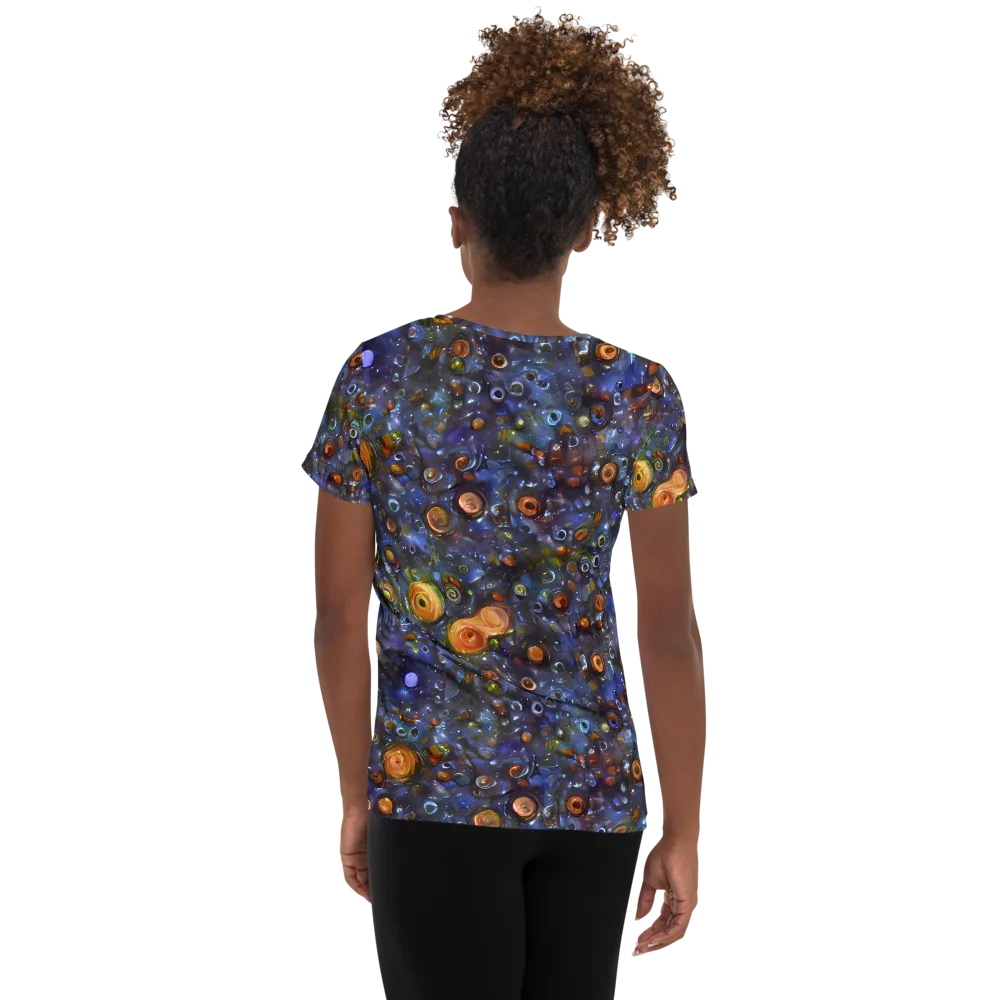 Blue Nebula on Women's Athletic T-Shirt — Back