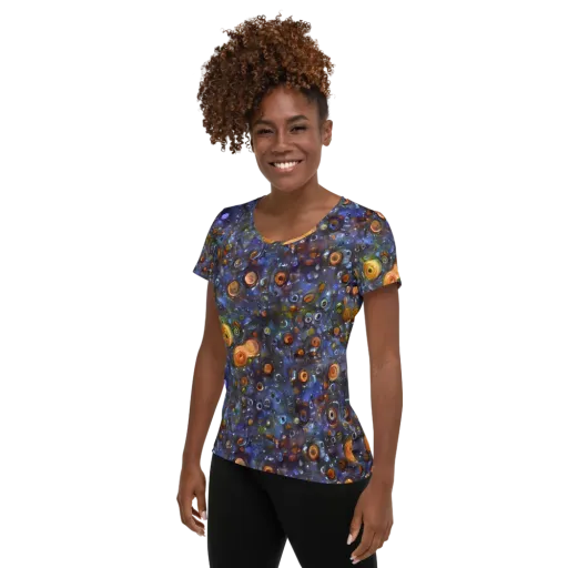 Blue Nebula on a Women's Athletic T-Shirt