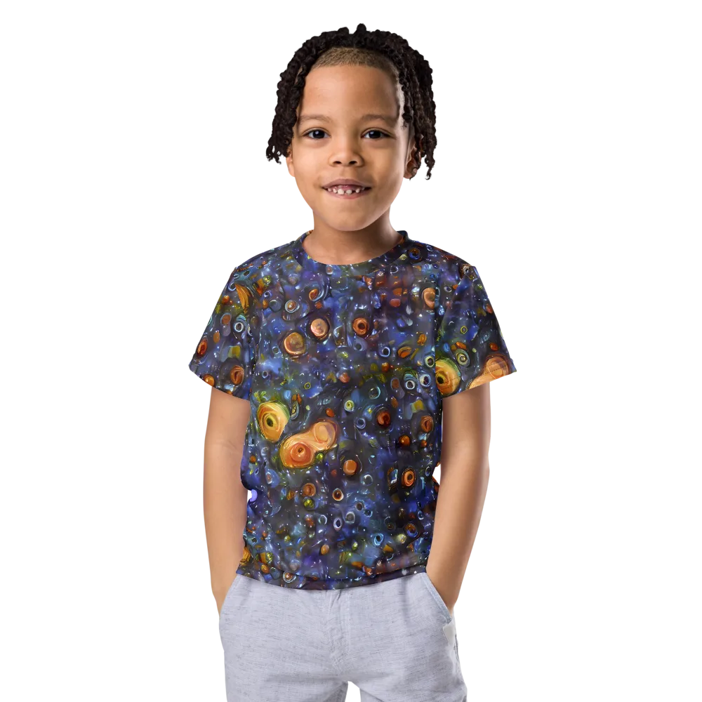 Blue Nebula on Kids Crew Neck T-Shirt — Front