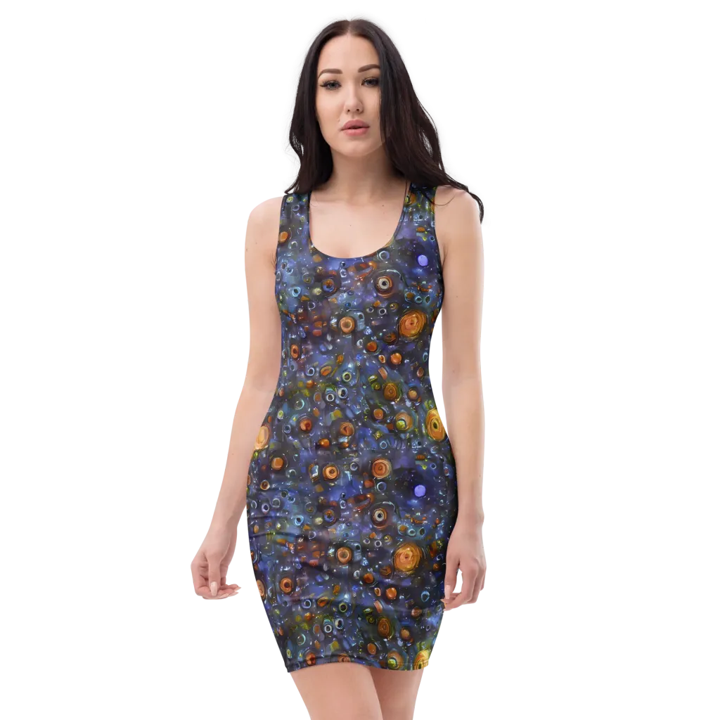 Blue Nebula on Bodycon Dress — Front