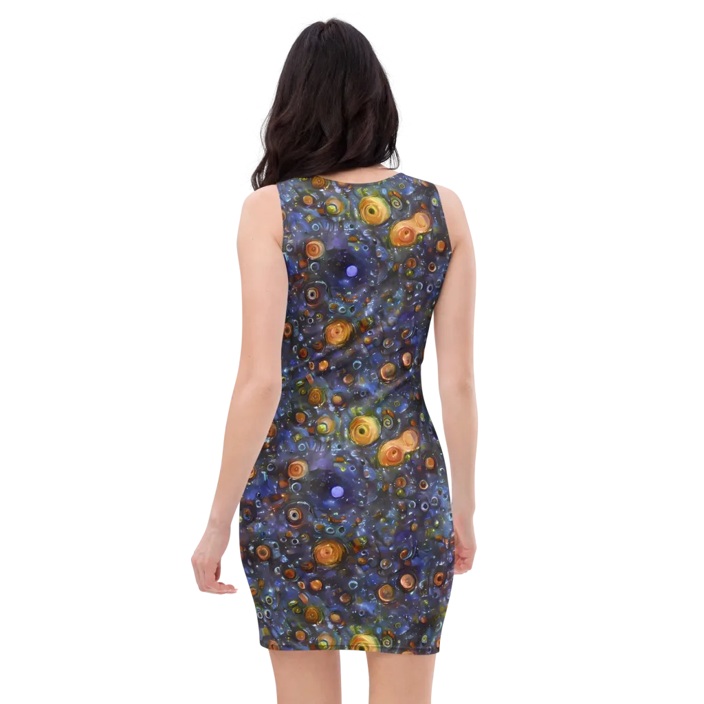 Blue Nebula on Bodycon Dress — Back