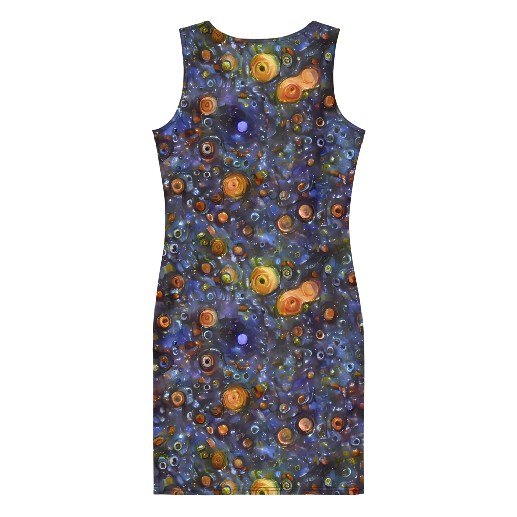 Blue Nebula on Bodycon Dress — Back