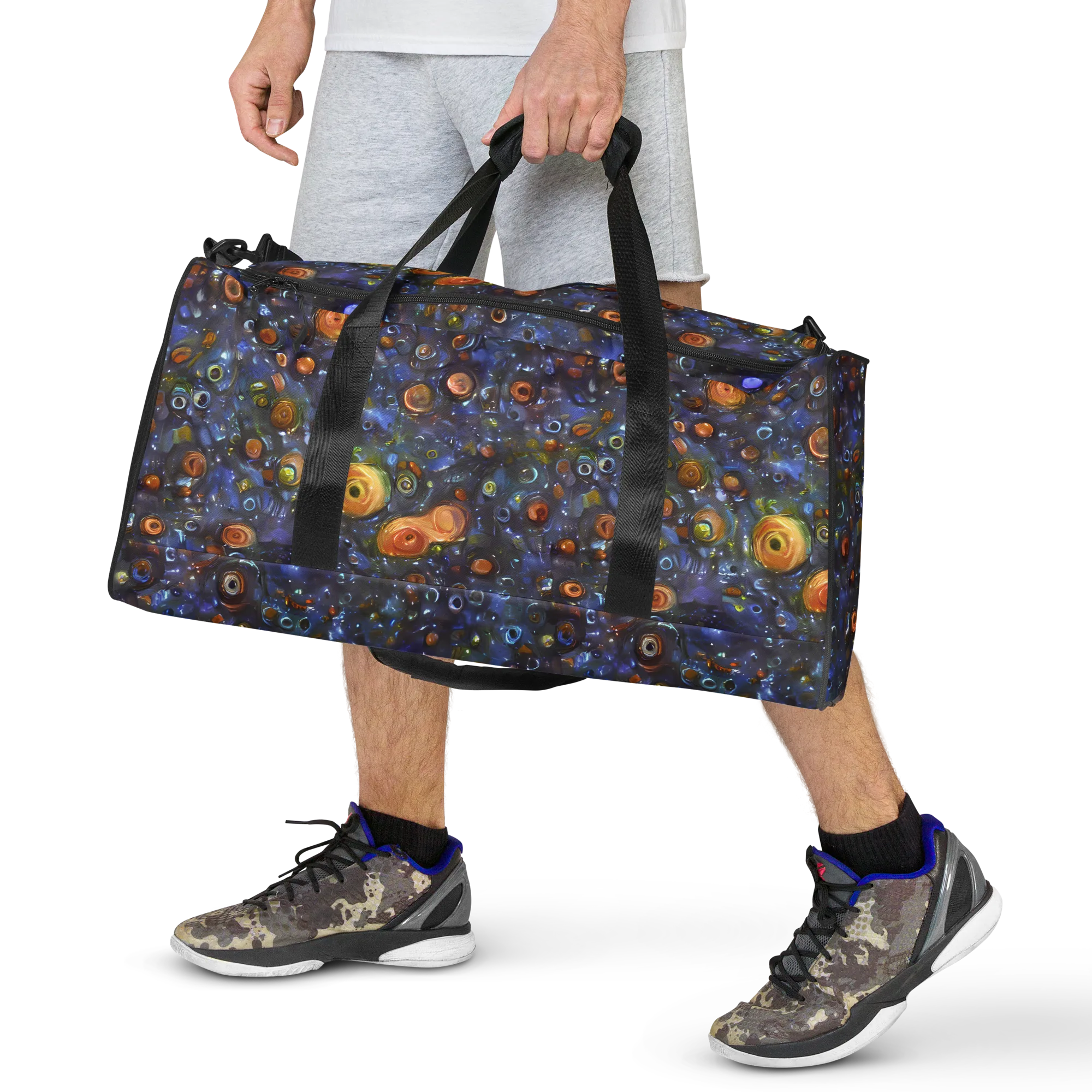 Blue Nebula on Duffle Bag — Front