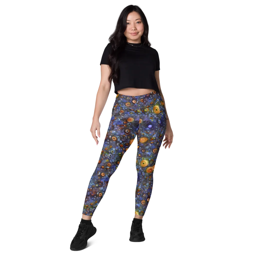 Blue Nebula on Leggings with Pockets — Front