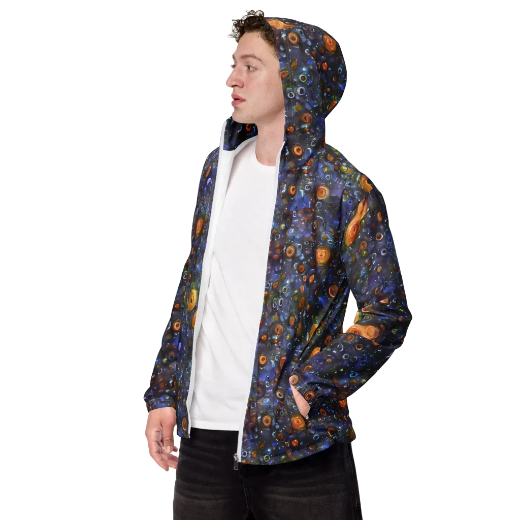 Blue Nebula on Men's Windbreaker — Left Front