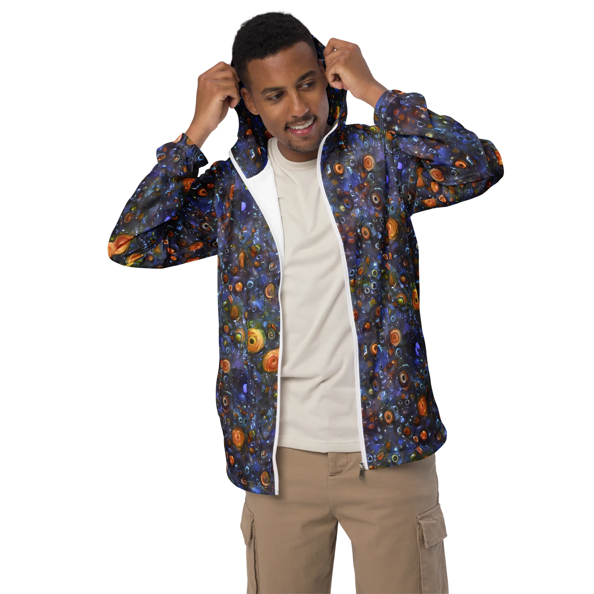 Blue Nebula on Men's Windbreaker — Front