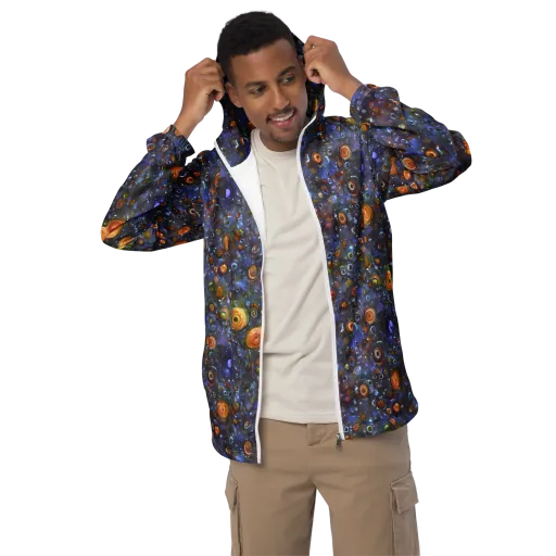 Blue Nebula on a Men's Windbreaker