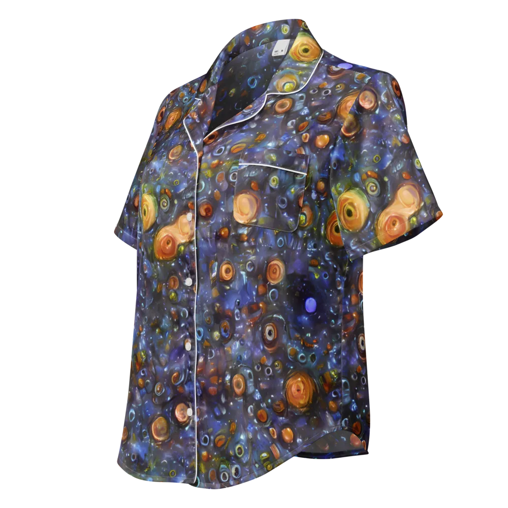 Blue Nebula on Women's Short Sleeve Pajama Top — Left Front