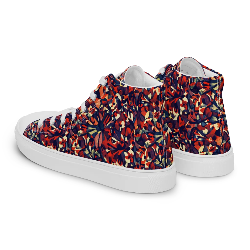 Ember Garden on Men's High Top Canvas Shoes — Left Back