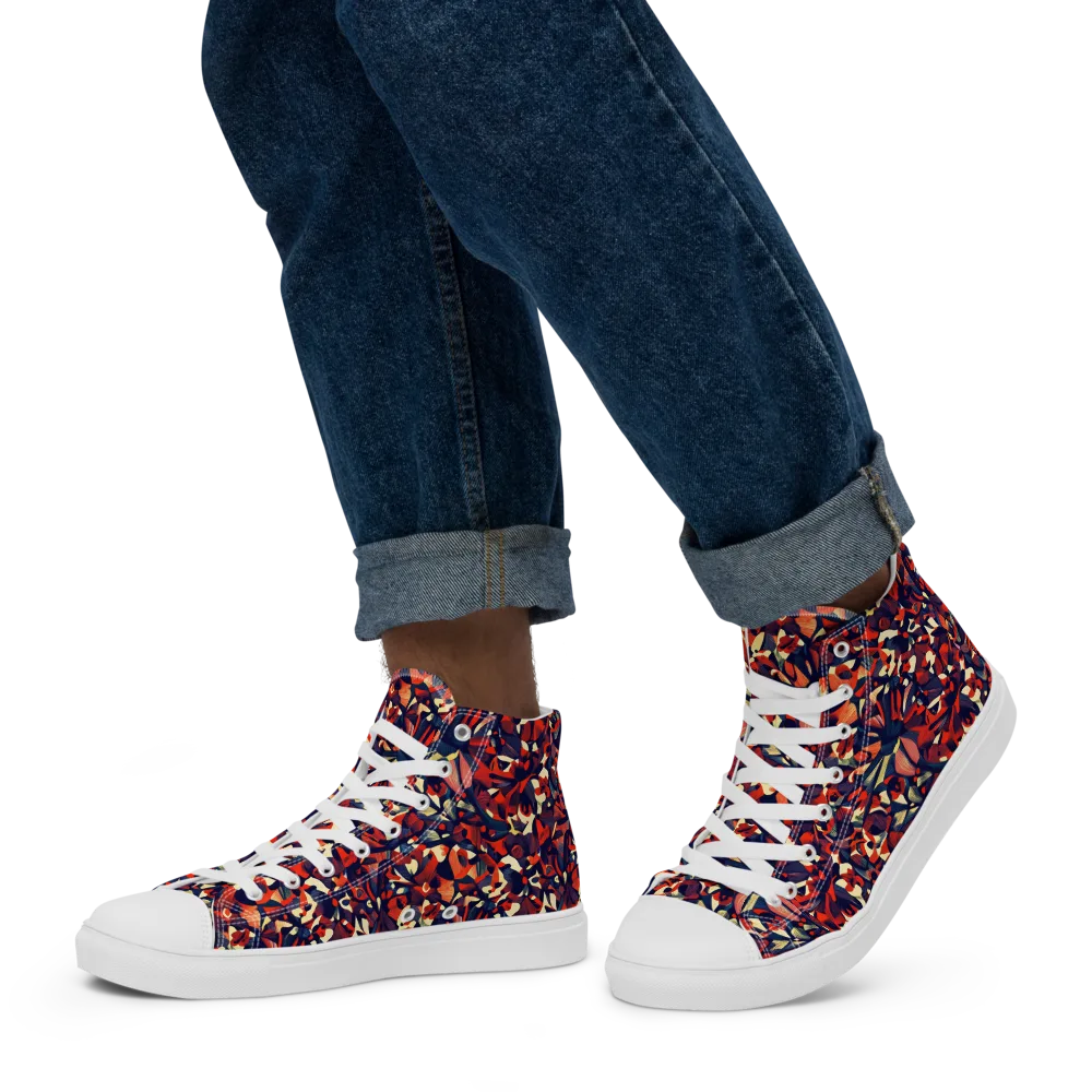 Ember Garden on Men's High Top Canvas Shoes — Left
