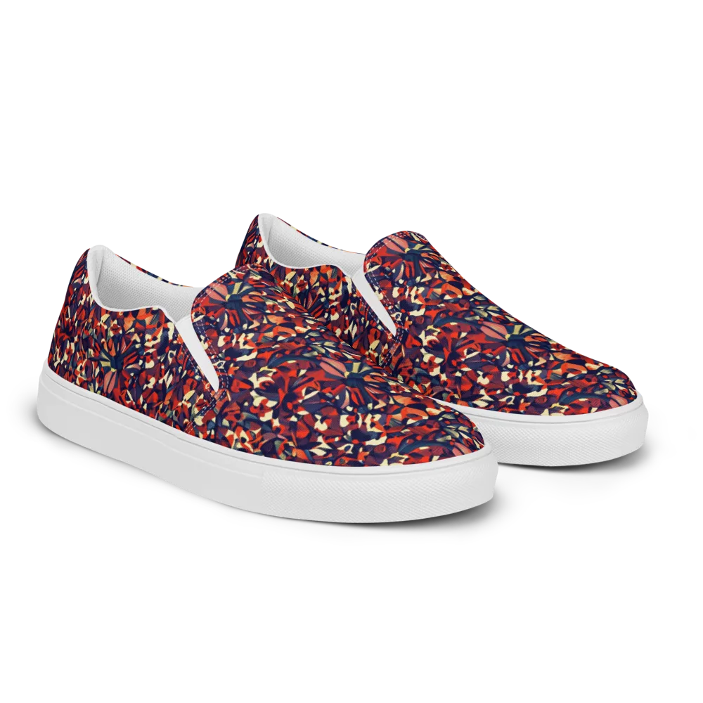 Ember Garden on Men's Slip-On Canvas Shoes — Right Front