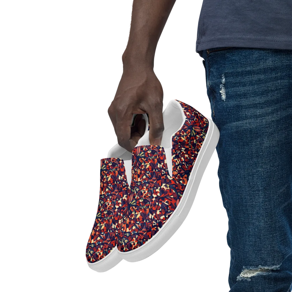 Ember Garden on Men's Slip-On Canvas Shoes — Left Front