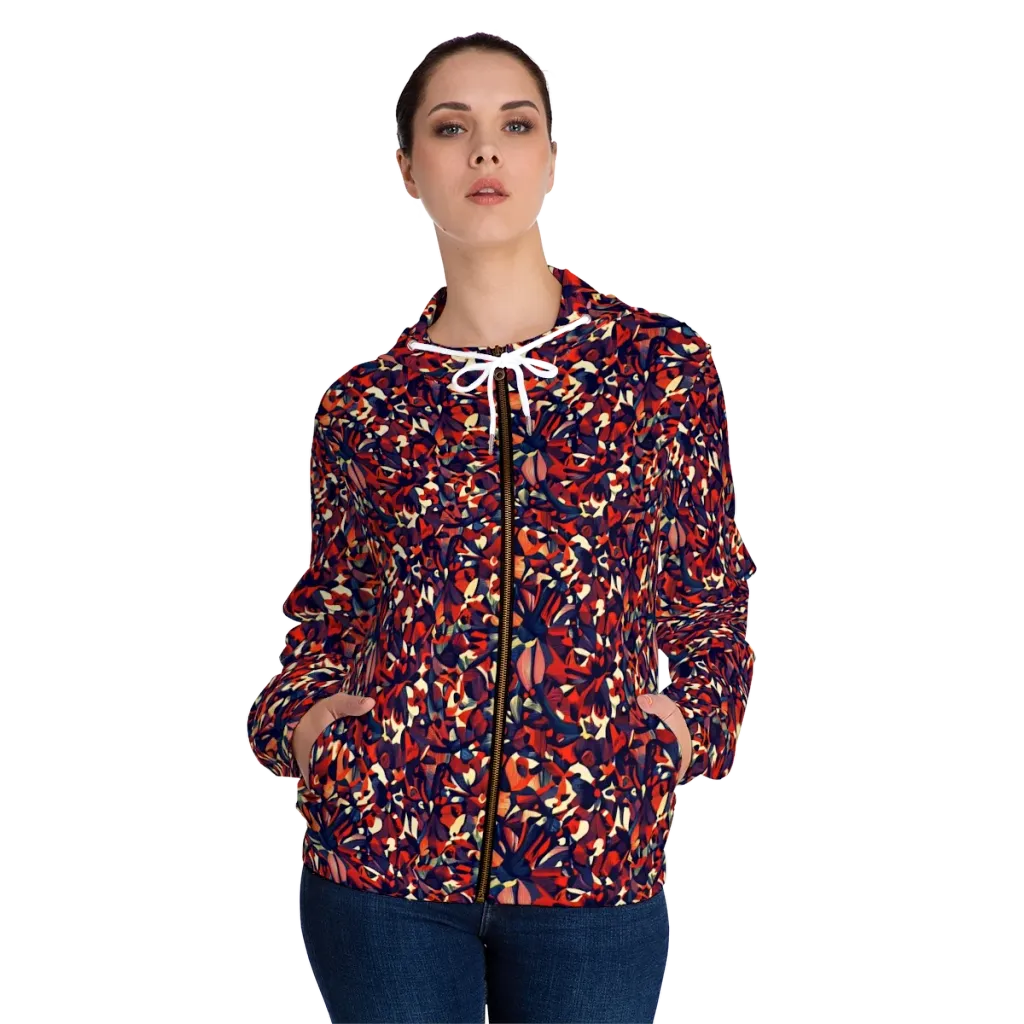 Ember Garden on Women's Full-Zip Hoodie — Front On Person