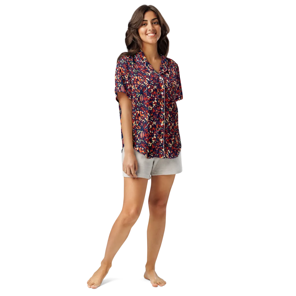Ember Garden on Women's Short Sleeve Pajama Top — Front