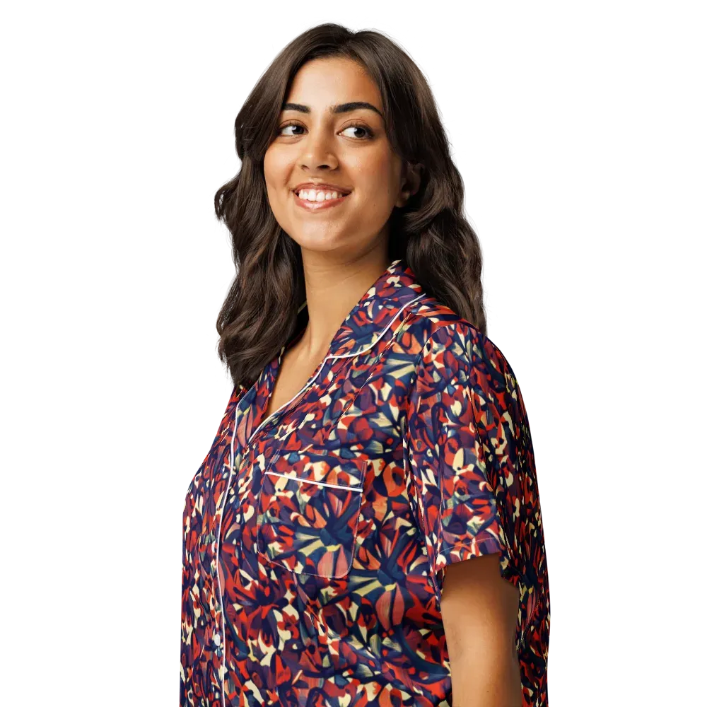 Ember Garden on Women's Short Sleeve Pajama Top — Left Front