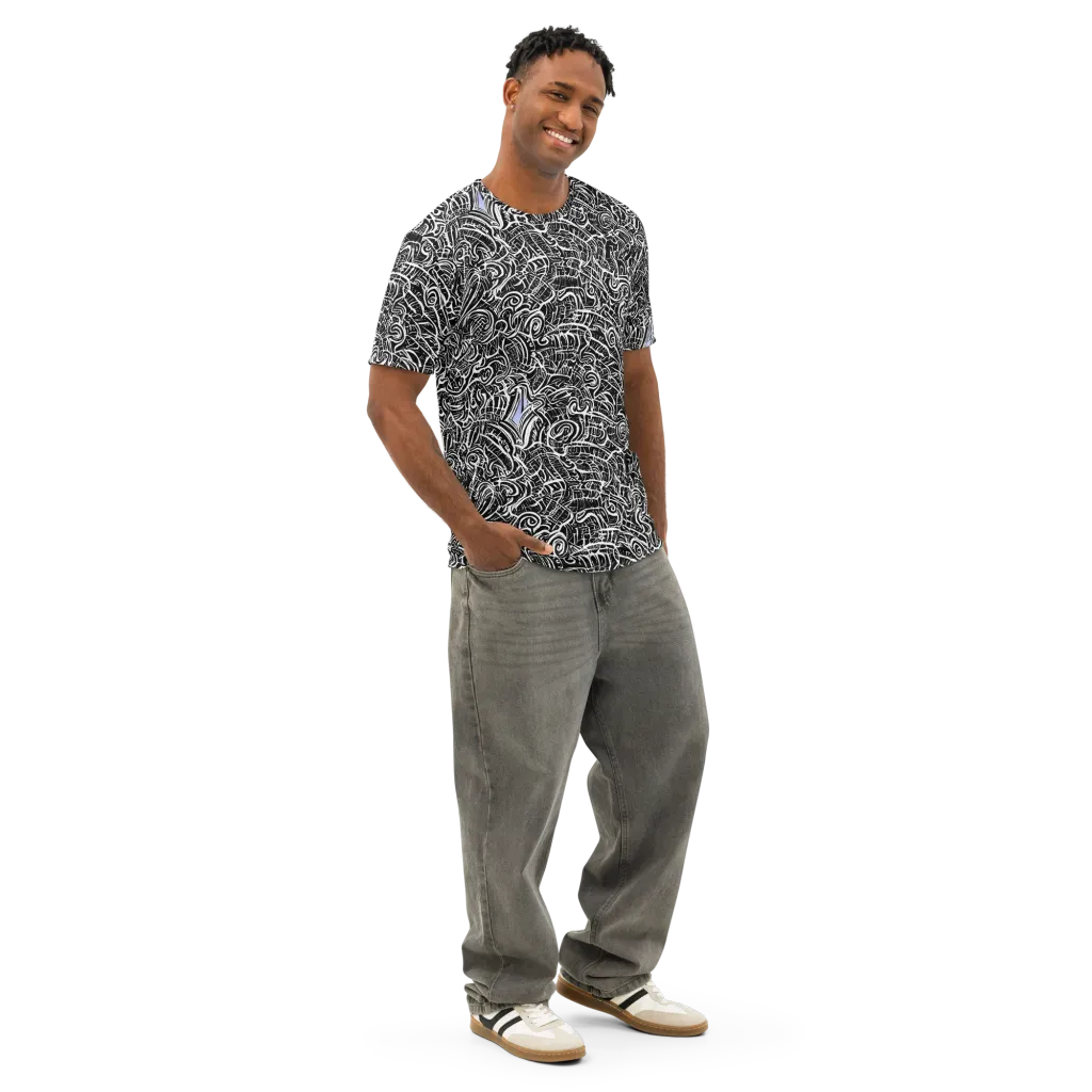 Inkstorm Reverie on Men's Cotton Crew Neck T-Shirt — Right Front
